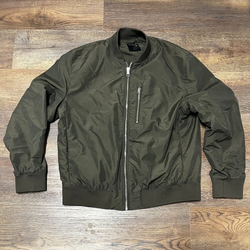 H&M Green Bomber Jacket - L - Mid/Light Weight - Great Used Condition